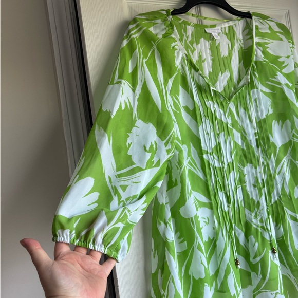 Charter Club Green and White Floral Blouse - Picture 2 of 3